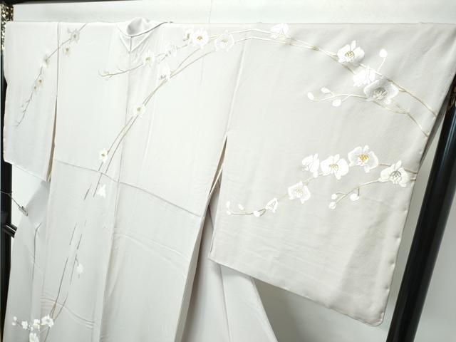 平和屋本店●極上　訪問着　総刺繍　胡蝶蘭　金銀糸　灰梅色地　逸品　未使用　CZAA2958s5