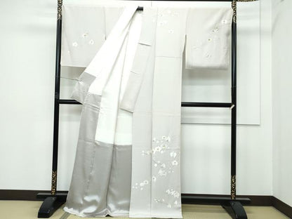 平和屋本店●極上　訪問着　総刺繍　胡蝶蘭　金銀糸　灰梅色地　逸品　未使用　CZAA2958s5