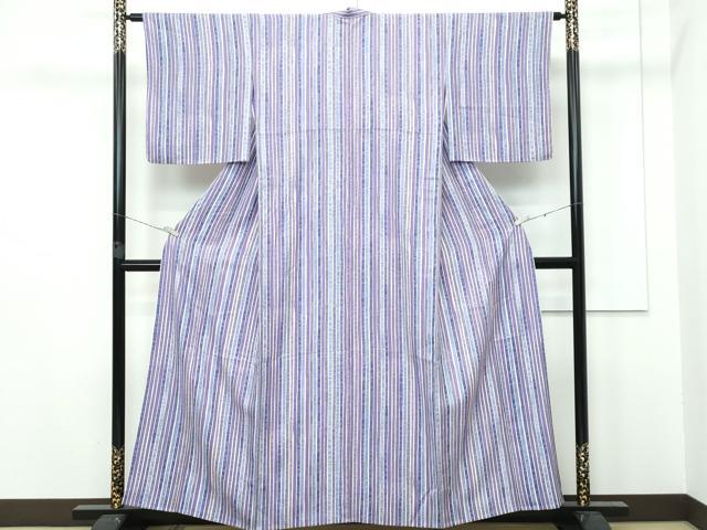 平和屋着物▽極上 小紋 単衣 大正抒婧 間道 反端付き 逸品 未使用 CZAA2961s5