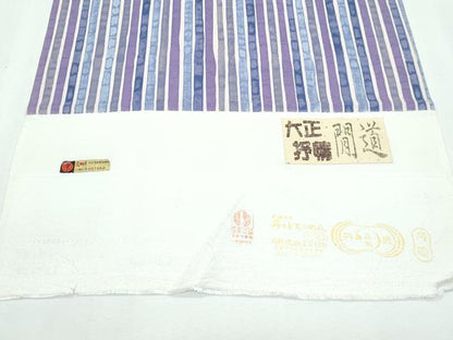 平和屋着物▽極上 小紋 単衣 大正抒婧 間道 反端付き 逸品 未使用 CZAA2961s5