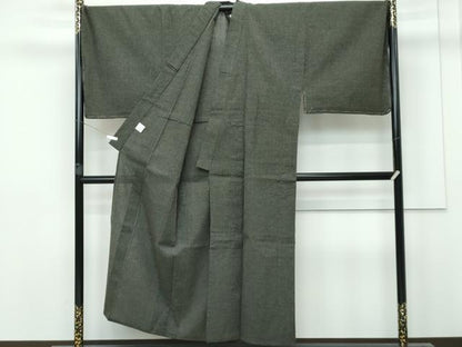 平和屋着物∴極上 男性 夏物 こむさでもーど・COMME CA DU MODE 小紋・浴衣兼用 キングサイズ 十字絣 黒緑色地 綿麻 逸品 未使用CZAA2969s5