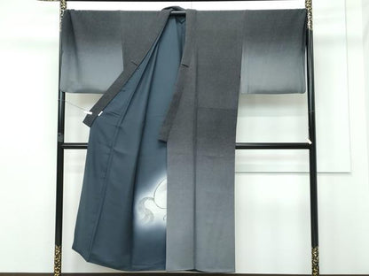 平和屋本店■極上　男性　訪問着　江戸小紋　キングサイズ　蜃気楼　鮫小紋柄　黒地　裏地：白馬　逸品　CZAA2971s5