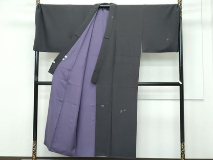 平和屋本店■極上　男性　世界的人形師　辻村寿三郎　ジュサブロー　訪問着　キングサイズ　舞花弁　金彩　紫黒色地　逸品　CZAA2973s5