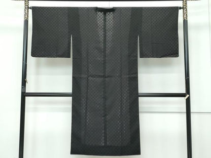 平和屋着物■極上 道行コート ロング丈 リバーシブル 無双 紗袷 紗×紗 市松紋紗 格子柄 逸品 CZAA2977s5