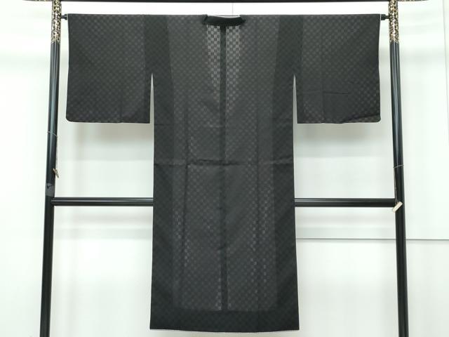 平和屋着物■極上 道行コート ロング丈 リバーシブル 無双 紗袷 紗×紗 市松紋紗 格子柄 逸品 CZAA2977s5