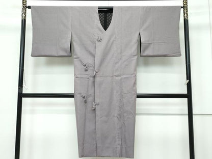平和屋着物■極上 道行コート ロング丈 リバーシブル 無双 紗袷 紗×紗 市松紋紗 格子柄 逸品 CZAA2977s5