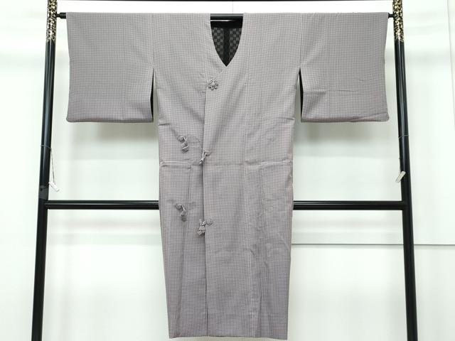 平和屋着物■極上 道行コート ロング丈 リバーシブル 無双 紗袷 紗×紗 市松紋紗 格子柄 逸品 CZAA2977s5