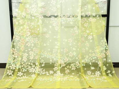 平和屋着物●極上 お引きずり・お引き摺り・引き振袖 オーガンジー 草花文 暈し染め 逸品 CZAA2979s5