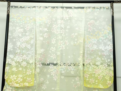 平和屋着物●極上 お引きずり・お引き摺り・引き振袖 オーガンジー 草花文 暈し染め 逸品 CZAA2979s5