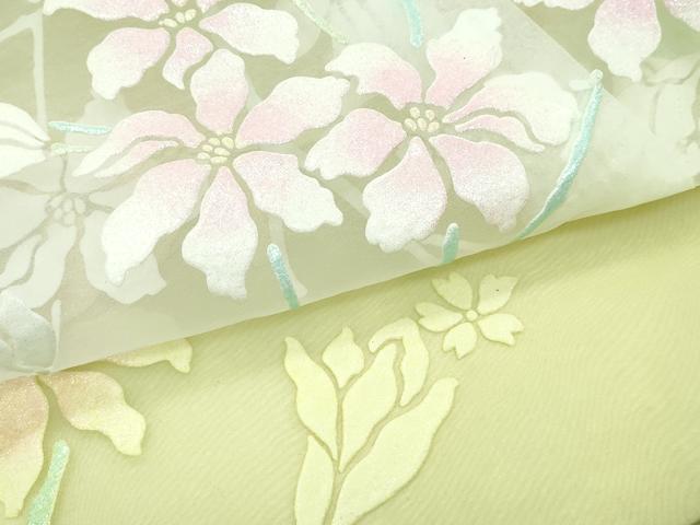 平和屋着物●極上 お引きずり・お引き摺り・引き振袖 オーガンジー 草花文 暈し染め 逸品 CZAA2979s5