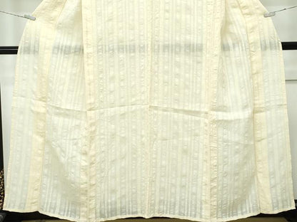 平和屋着物∴極上 夏物 夢工房 小紋・浴衣兼用 縞 砥粉色地 綿麻 逸品 CZAA2982s5