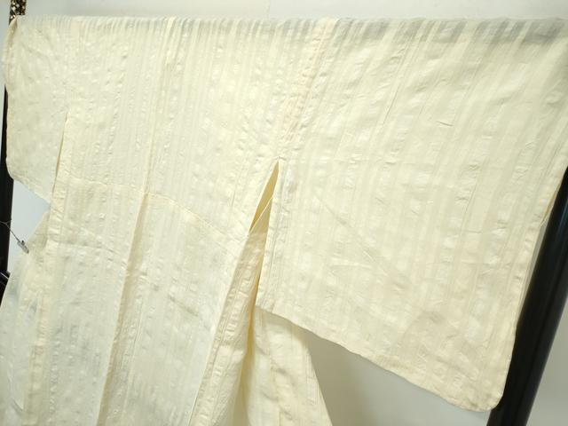 平和屋着物∴極上 夏物 夢工房 小紋・浴衣兼用 縞 砥粉色地 綿麻 逸品 CZAA2982s5