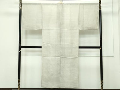 平和屋着物■極上　男性　夏物　長襦袢　無双仕立て　絽　白橡色　麻　逸品　未使用　CZAA2985s5