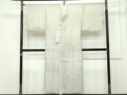 平和屋着物■極上　男性　夏物　長襦袢　無双仕立て　絽　白橡色　麻　逸品　未使用　CZAA2985s5
