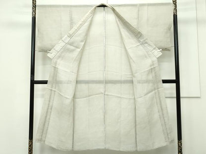 平和屋着物■極上　男性　夏物　長襦袢　無双仕立て　絽　白橡色　麻　逸品　未使用　CZAA2985s5