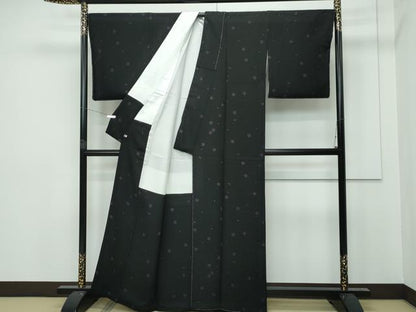 平和屋着物■極上　小紋　作家物　舞桜　黒地　さが美扱い　逸品　未使用　CZAA2993s5