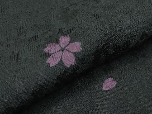 平和屋着物■極上　小紋　作家物　舞桜　黒地　さが美扱い　逸品　未使用　CZAA2993s5