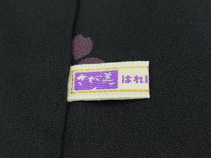平和屋着物■極上　小紋　作家物　舞桜　黒地　さが美扱い　逸品　未使用　CZAA2993s5