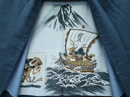 平和屋着物●極上 男性 紬 アンサンブル・長襦袢セット キングサイズ 濃紺 逸品 未使用 CZAA3001s5