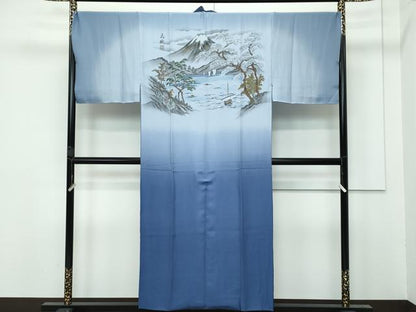 平和屋着物●極上 男性 紬 アンサンブル・長襦袢セット キングサイズ 濃紺 逸品 未使用 CZAA3001s5