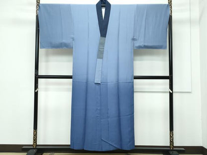 平和屋着物●極上 男性 紬 アンサンブル・長襦袢セット キングサイズ 濃紺 逸品 未使用 CZAA3001s5