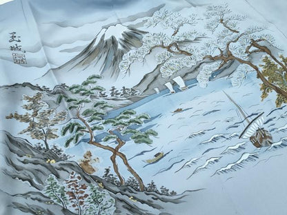 平和屋着物●極上 男性 紬 アンサンブル・長襦袢セット キングサイズ 濃紺 逸品 未使用 CZAA3001s5