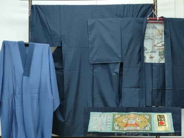 平和屋着物■極上　男性　本場大島紬　アンサンブル・長襦袢セット　キングサイズ　久野織物謹製　証紙付き　逸品　未使用　CZAA3005s5