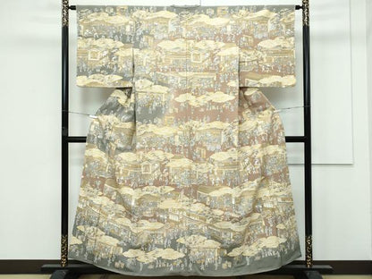 平和屋本店■極上　訪問着　総刺繍　スワトウ刺繍　人物風景文　暈し染め　金彩　鬼しぼ縮緬　ますいわ屋扱い　逸品　未使用　CZAA3017s5