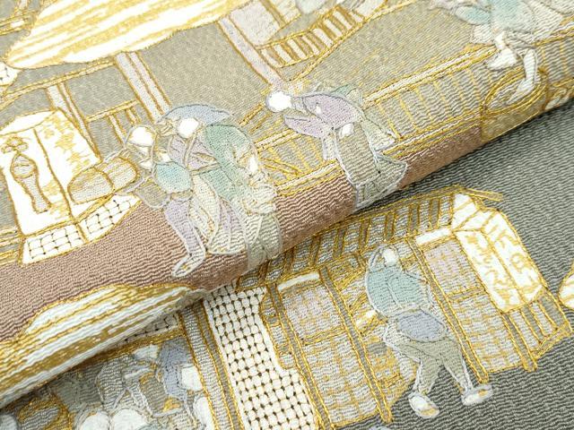 平和屋本店■極上　訪問着　総刺繍　スワトウ刺繍　人物風景文　暈し染め　金彩　鬼しぼ縮緬　ますいわ屋扱い　逸品　未使用　CZAA3017s5