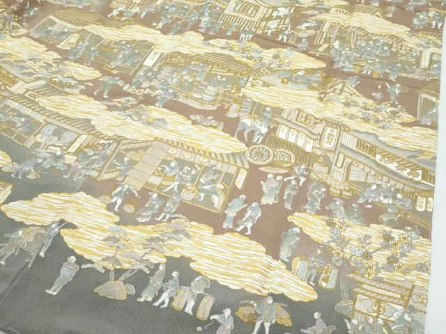 平和屋本店■極上　訪問着　総刺繍　スワトウ刺繍　人物風景文　暈し染め　金彩　鬼しぼ縮緬　ますいわ屋扱い　逸品　未使用　CZAA3017s5