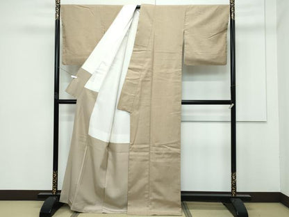 平和屋着物■極上　結城紬　色無地　榛色　証紙付き　逸品　未使用　CZAA3021s5