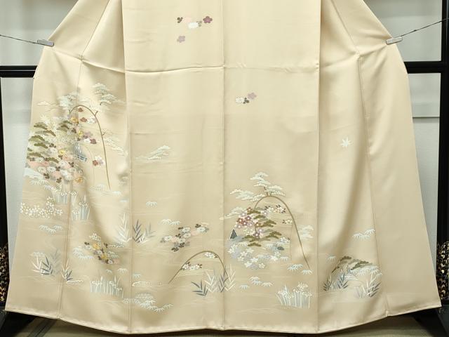 平和屋本店■極上　創業460年・千總　訪問着　刺繍　籬草花文　金彩　浅黄色地　近鉄扱い　逸品　CZAA3030s5