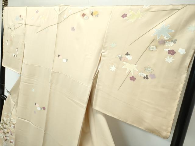 平和屋本店■極上　創業460年・千總　訪問着　刺繍　籬草花文　金彩　浅黄色地　近鉄扱い　逸品　CZAA3030s5
