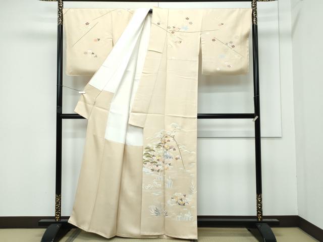 平和屋本店□極上 創業460年・千總 訪問着 刺繍 籬草花文