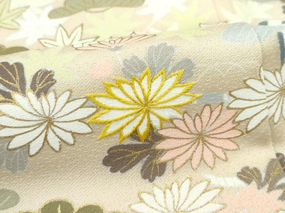 平和屋本店■極上　創業460年・千總　訪問着　刺繍　籬草花文　金彩　浅黄色地　近鉄扱い　逸品　CZAA3030s5