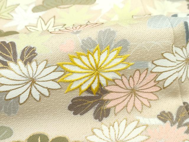 平和屋本店■極上　創業460年・千總　訪問着　刺繍　籬草花文　金彩　浅黄色地　近鉄扱い　逸品　CZAA3030s5