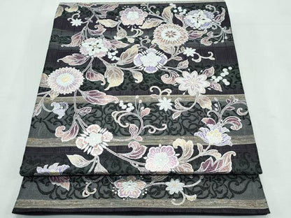 平和屋着物●極上 スリーシーズン 春夏秋 太鼓柄袋帯 花唐草文 金銀彩 逸品 CZAA3047s5