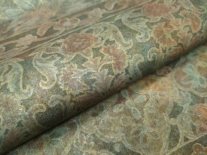 平和屋着物●極上　伝統工芸品　伊那紬　手織り　全通柄袋帯　更紗花文　金彩　逸品　CZAA3057s5