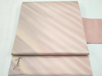 平和屋着物●極上　染色作家　斉藤三才　九寸名古屋帯　斜線文　逸品　CZAA3060s5