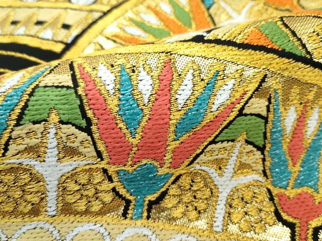 平和屋本店■極上　龍村美術織物　たつむら　六通柄　本袋帯　エジプト彩華　黒地　金銀糸　逸品　CZAA3071s5