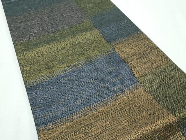 平和屋着物●極上 両面 太鼓柄袋帯 スリーシーズン 春夏秋 刺繍 納戸 鳥獣戯画 金糸 逸品 CZAA3079s5