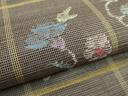 平和屋着物■極上　夏物　1854年創業　帯屋捨松　八寸名古屋帯　格子草花文　媚茶色地　逸品　未使用　CZAA3082s5