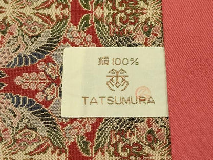平和屋着物■極上　龍村美術織物　九寸開き名古屋帯　壬生寺裂　小赤　証紙付き　逸品　未使用　CZAA3083s5