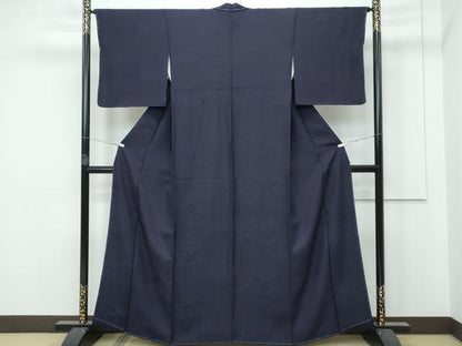 平和屋着物●極上 藍造国選定無形文化財 藍師・佐藤昭人 中西桂秀 藍香房 色無地 変り織 辻が花地紋 黒紅色 証紙付 逸品 未使用 CZAA3091s5