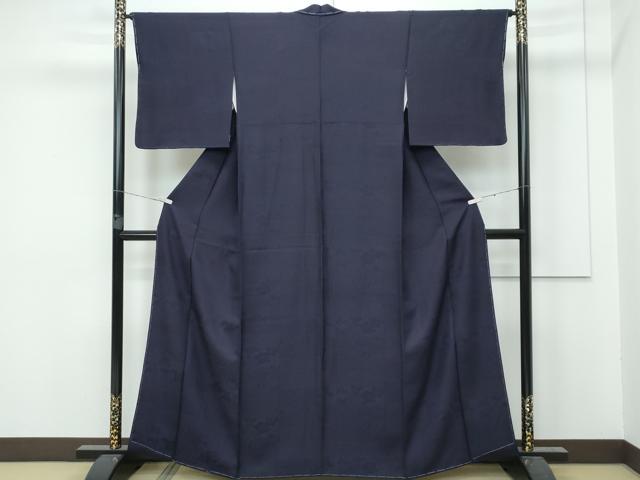 平和屋着物●極上 藍造国選定無形文化財 藍師・佐藤昭人 中西桂秀 藍香房 色無地 変り織 辻が花地紋 黒紅色 証紙付 逸品 未使用 CZAA3091s5