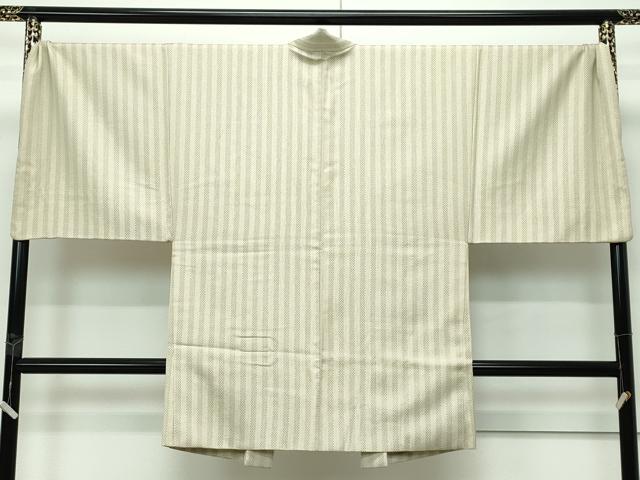 平和屋本店■極上　男性　長羽織　お召地　間道　利休茶色地　逸品　CZAA3093s5