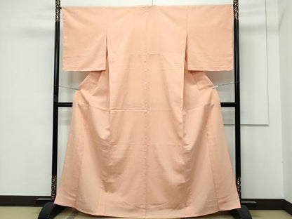 平和屋本店▽極上　白鷹お召　単衣　色無地　洒落柿色　小松紀夫作　証紙付き　逸品　未使用　CZAA3102s5