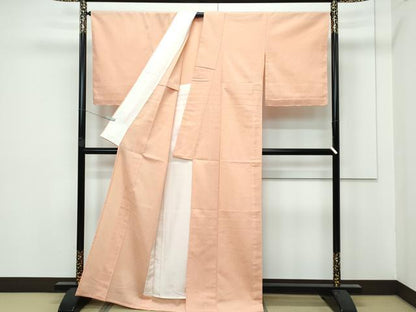 平和屋本店▽極上　白鷹お召　単衣　色無地　洒落柿色　小松紀夫作　証紙付き　逸品　未使用　CZAA3102s5