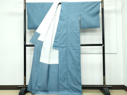 平和屋本店●極上　本場結城紬　重要無形文化財　色無地　水浅葱色　伊勢丹扱い　逸品　CZAA5554s6