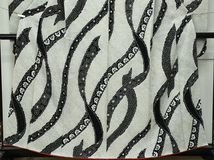 平和屋本店■極上　本疋田絞り　振袖　熨斗吉祥花文　黒地　逸品　CZAA3112s5